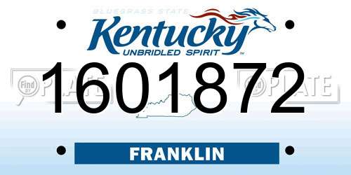 1601872 Kentucky License Plate