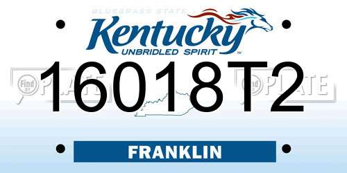16018T2 Kentucky License Plate