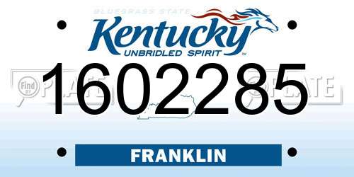1602285 Kentucky License Plate