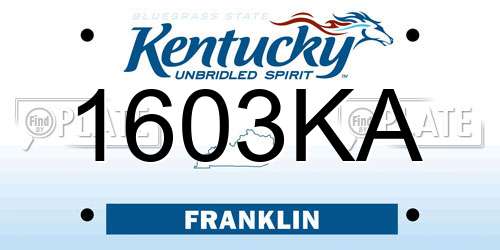 1603KA Kentucky License Plate
