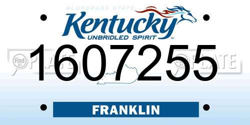 1607255 Kentucky License Plate