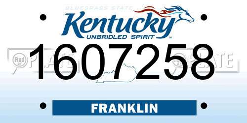 1607258 Kentucky License Plate