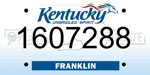 1607288 Kentucky License Plate