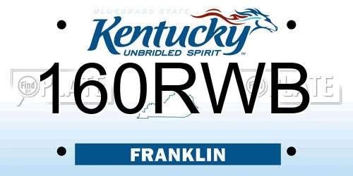 160RWB Kentucky License Plate