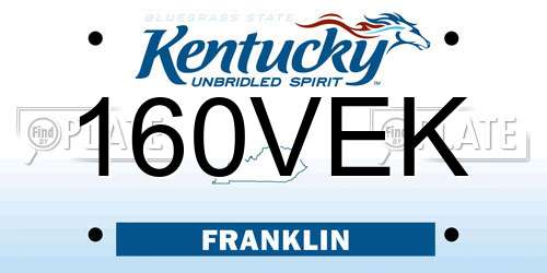 160VEK Kentucky License Plate