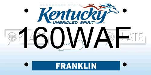 160WAF Kentucky License Plate