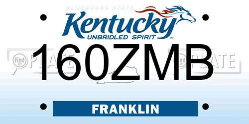 160ZMB Kentucky License Plate