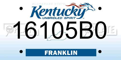 16105B0 Kentucky License Plate
