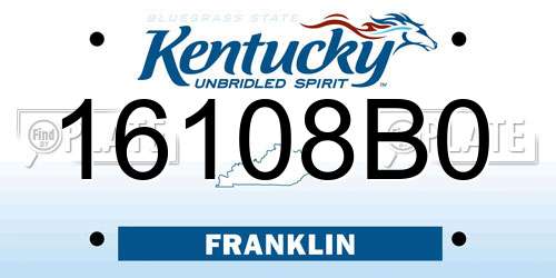 16108B0 Kentucky License Plate