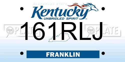 161RLJ Kentucky License Plate
