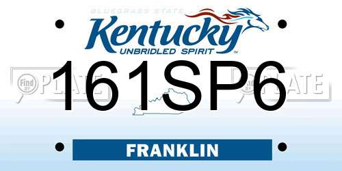 161SP6 Kentucky License Plate