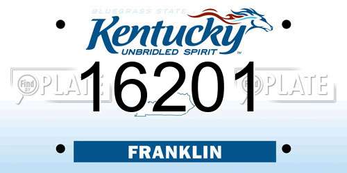 16201 Kentucky License Plate