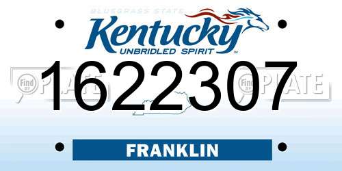 1622307 Kentucky License Plate