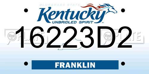 16223D2 Kentucky License Plate