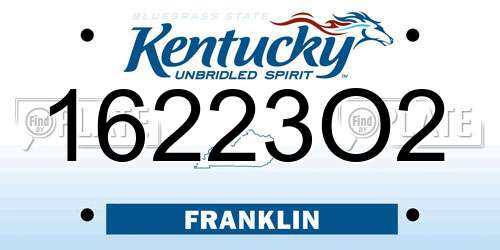 16223O2 Kentucky License Plate