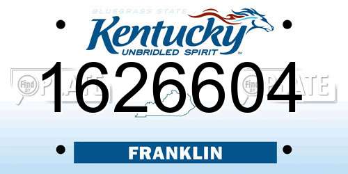 1626604 Kentucky License Plate