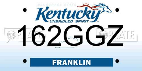 162GGZ Kentucky License Plate