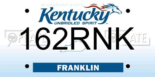 162RNK Kentucky License Plate