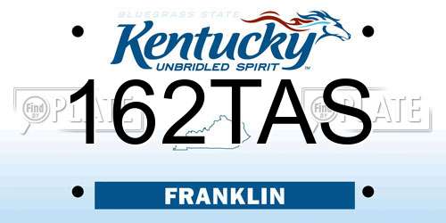 162TAS Kentucky License Plate