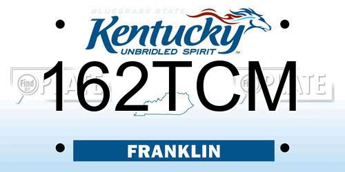 162TCM Kentucky License Plate