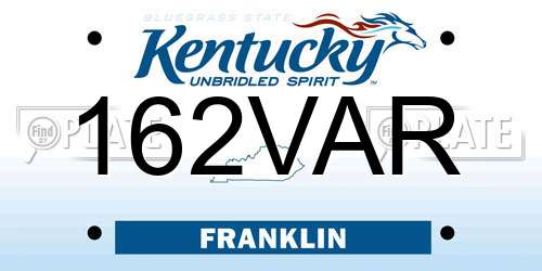 162VAR Kentucky License Plate