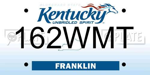 162WMT Kentucky License Plate
