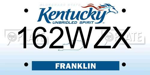 162WZX Kentucky License Plate