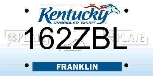 162ZBL Kentucky License Plate