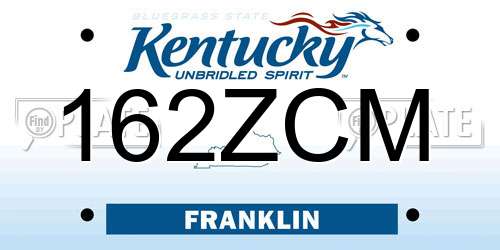 162ZCM Kentucky License Plate