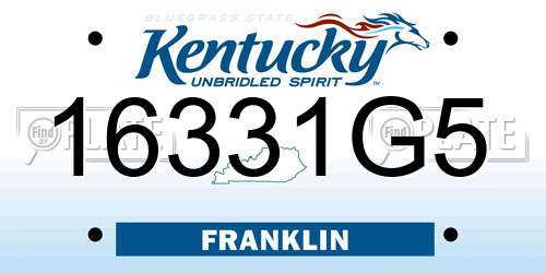 16331G5 Kentucky License Plate