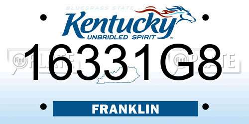 16331G8 Kentucky License Plate