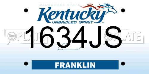 1634JS Kentucky License Plate