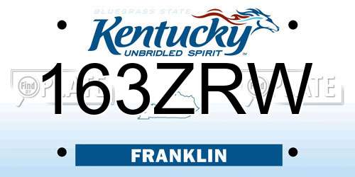 163ZRW Kentucky License Plate