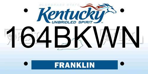 164BKWN Kentucky License Plate