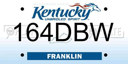 164DBW Kentucky License Plate