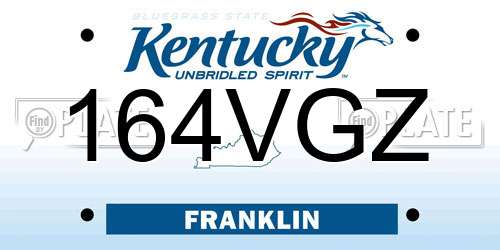 164VGZ Kentucky License Plate