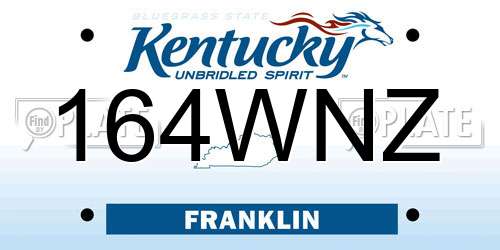 164WNZ Kentucky License Plate