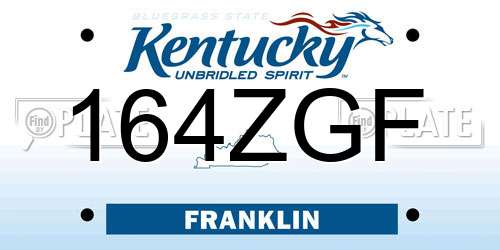164ZGF Kentucky License Plate
