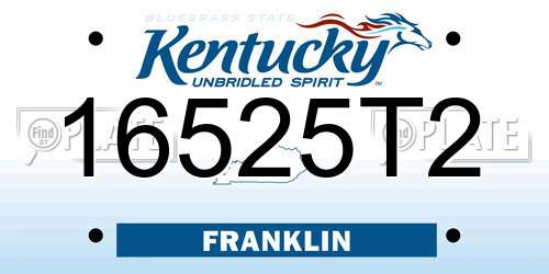 16525T2 Kentucky License Plate