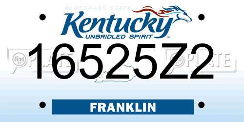 16525Z2 Kentucky License Plate