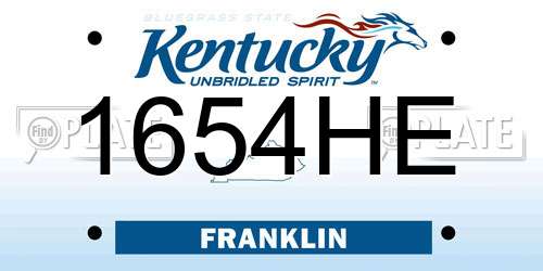1654HE Kentucky License Plate