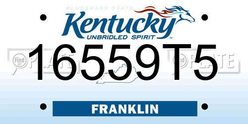 16559T5 Kentucky License Plate