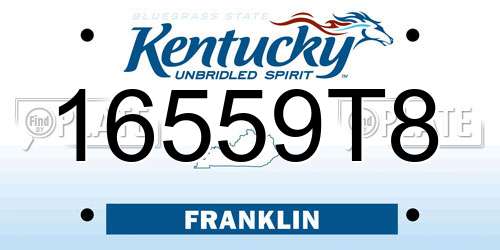 16559T8 Kentucky License Plate