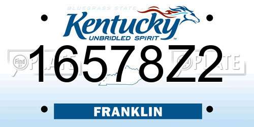 16578Z2 Kentucky License Plate