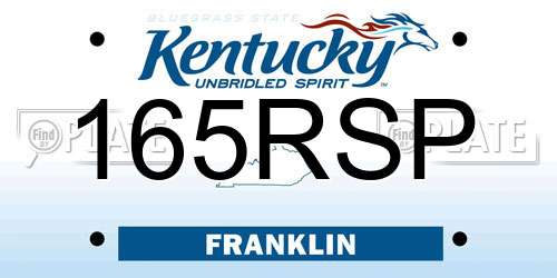 165RSP Kentucky License Plate