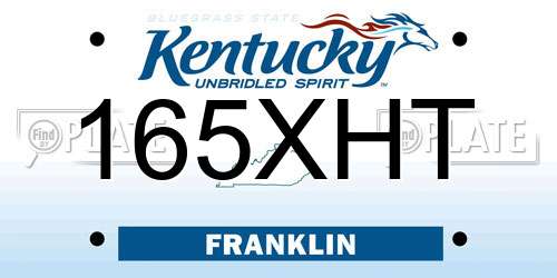 165XHT Kentucky License Plate