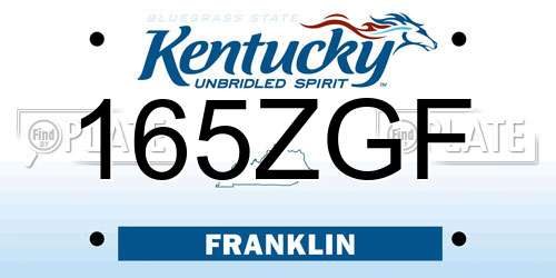 165ZGF Kentucky License Plate