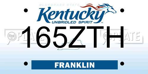 165ZTH Kentucky License Plate