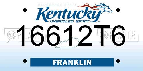 16612T6 Kentucky License Plate
