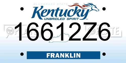 16612Z6 Kentucky License Plate